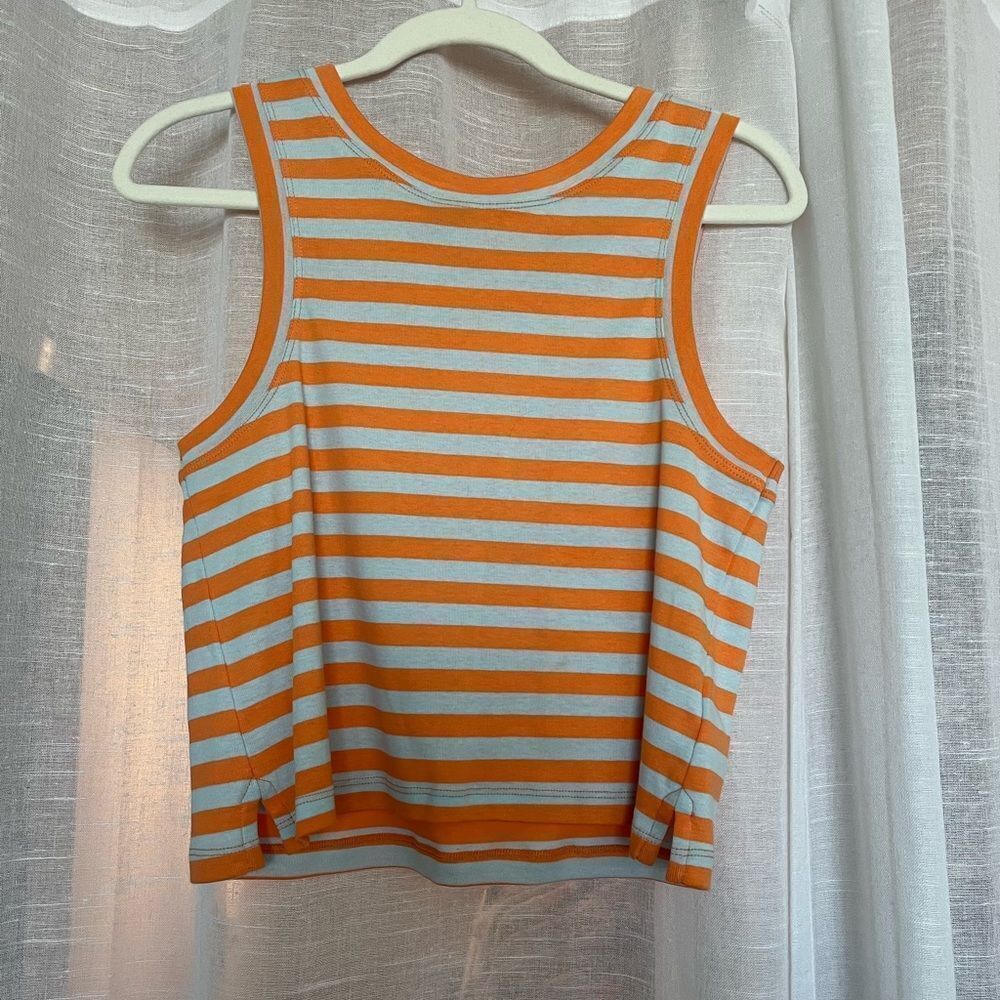 MAEVE by Anthropologie Striped Tank Top, Baby Blue / Orange Print, Size …